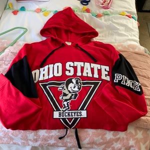 PINK Ohio State crop long sleeve